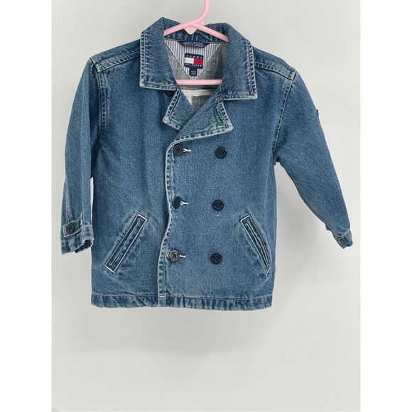 Tommy Hilfiger Baby Jean‎ Jacket Size 18-24 Months Blue Double Breasted Denim - Picture 1 of 9